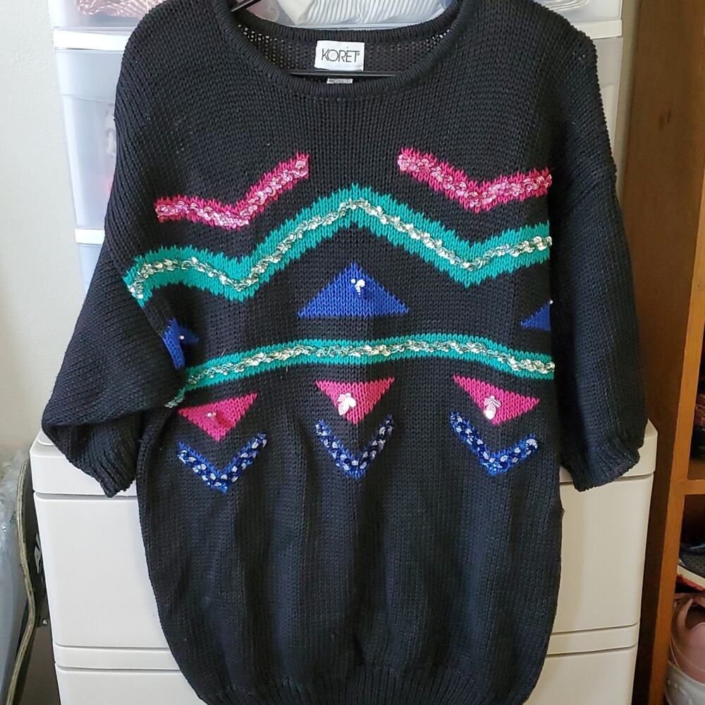 Vintage Koret sweater 20w Grandma sweater 80s art to wear Artsy